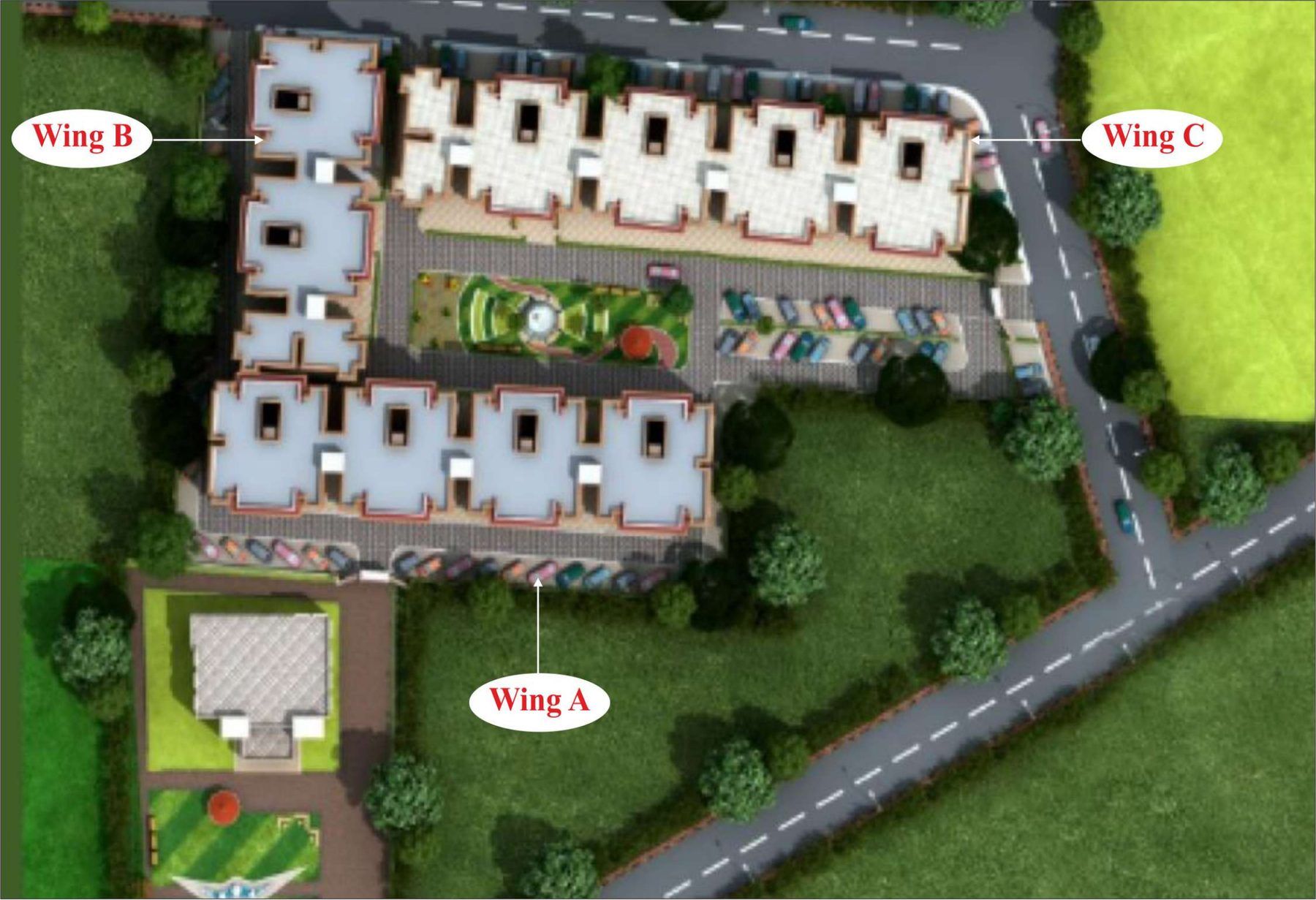 Kasturi Garden aerial view showing Wings A, B and C