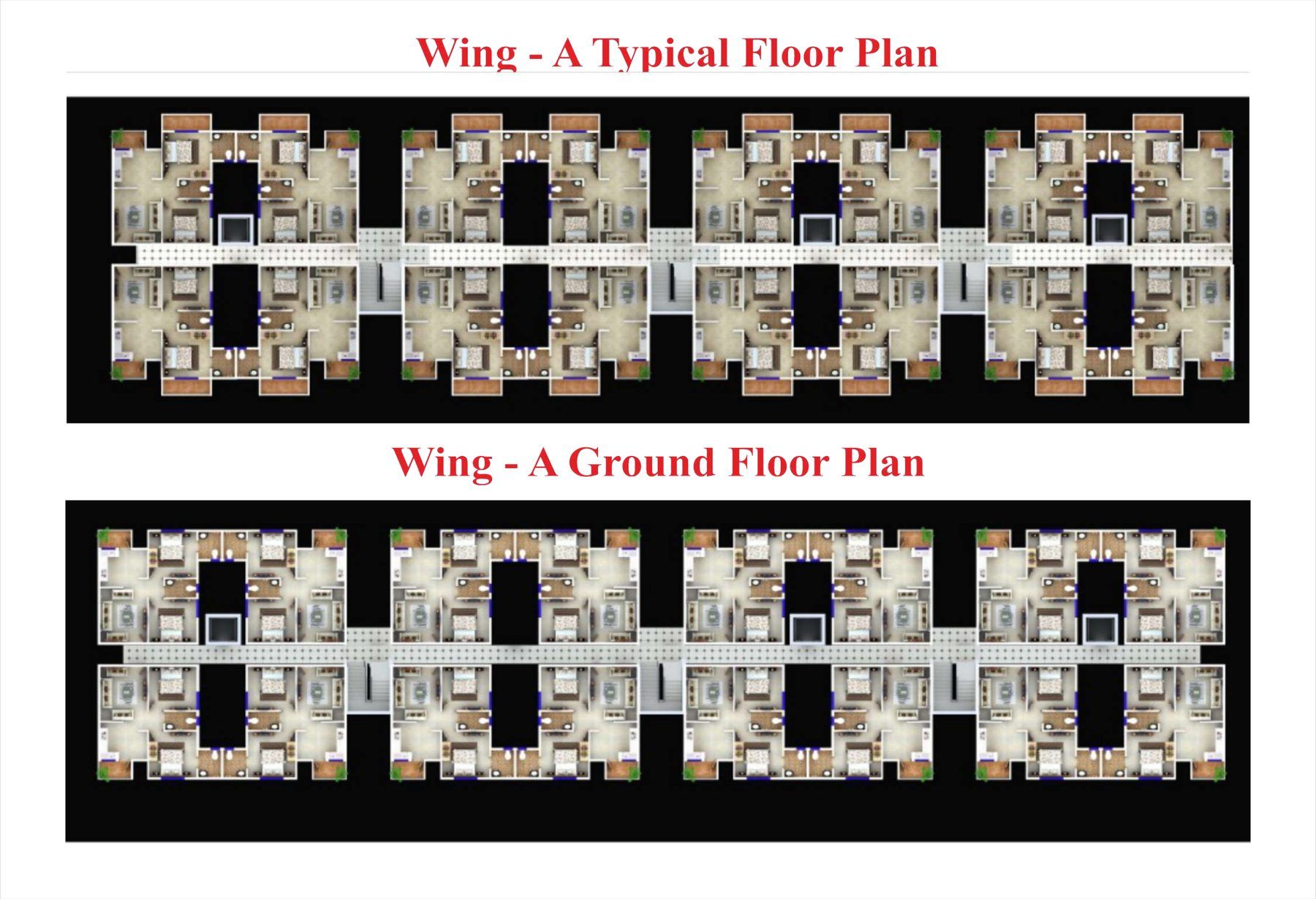 Kasturi Garden – Wing A ground and typical floor layout