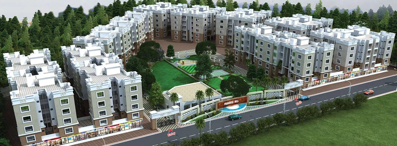 Paradise Hills Hingna Road – 3D aerial view of the gated campus with garden, entry and exit gates